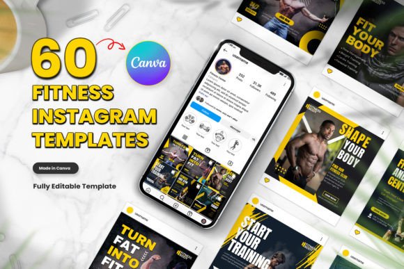 Download 60 Fitness Instagram Canva Templates - Instagram Collection
