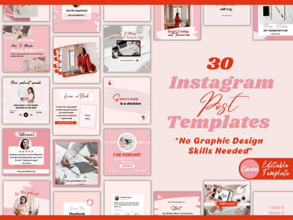 Download Instagram Post Templates-pink &amp; Red - Instagram Collection