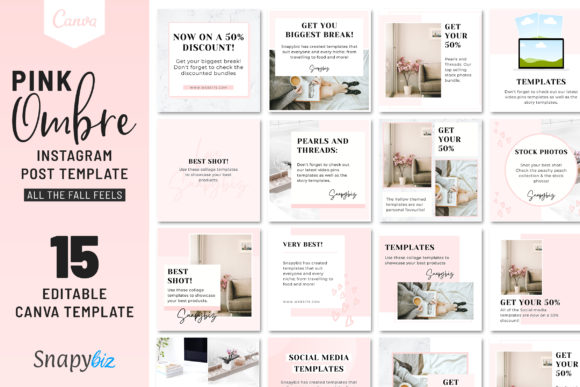 Download Pink Ombre Instagram Canva Template - Instagram Collection